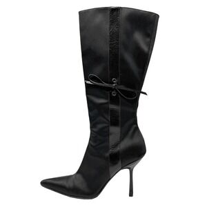 Gucci Tom Ford Vintage Black Satin Knee High Stiletto Boots 7B Y2K